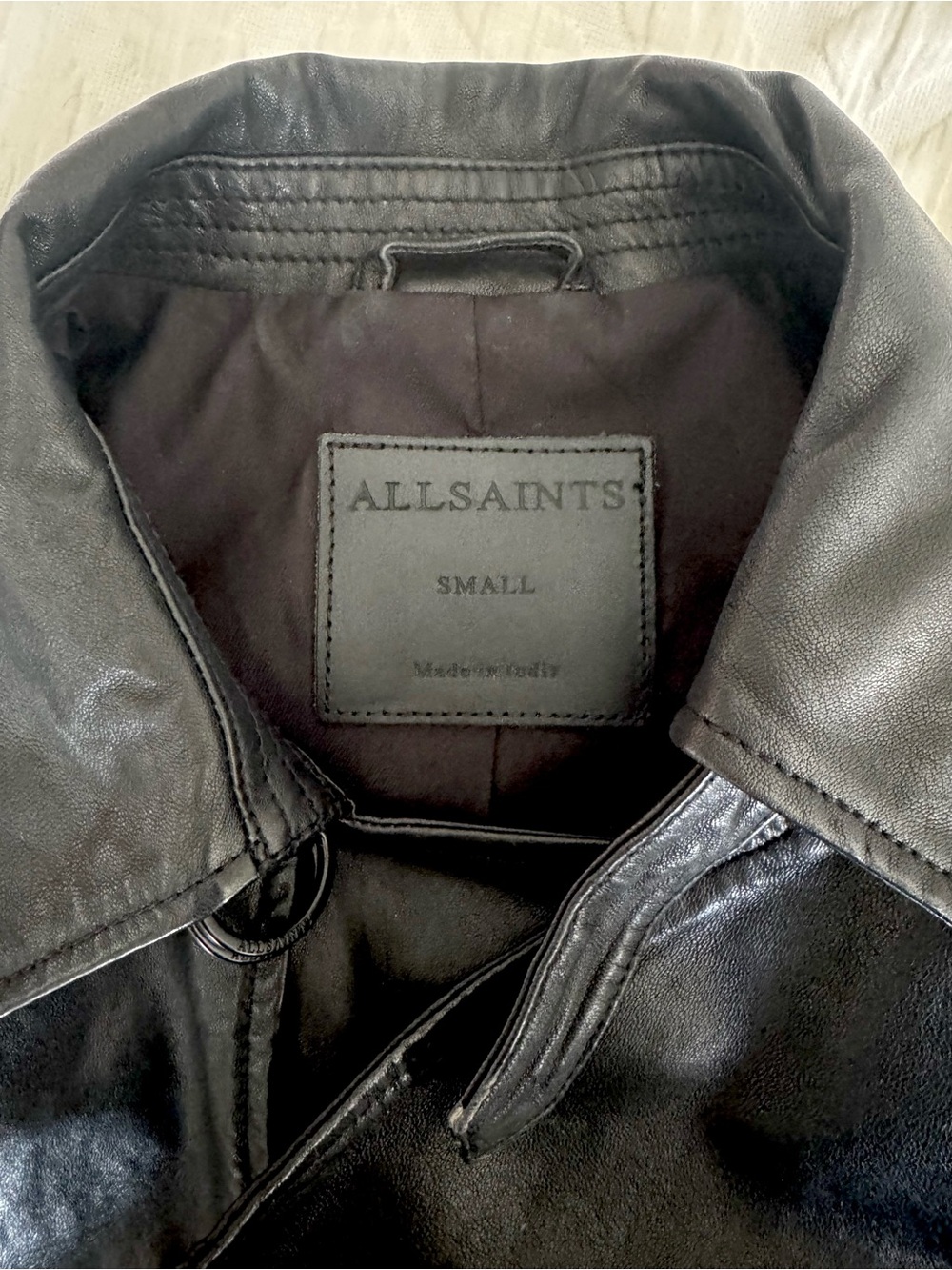 AllSaints Hendry Cropped Leather Trench—Small - Picture 4 of 9